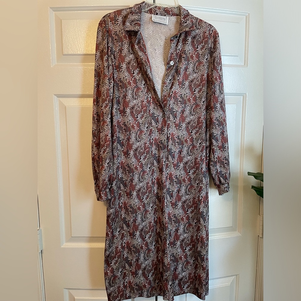 Vintage Ted Martin Original Floral Slip Shirt dress size 16 Retro Office Holiday